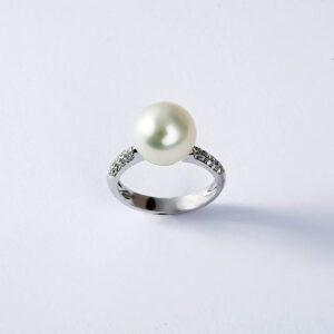 Δακτυλίδι Λευκόχρυσο με Μαργαριτάρι (freshwater pearl) και Ζιρκόν