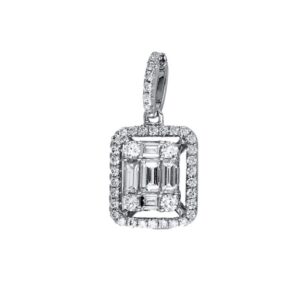 Μενταγιόν Λευκόχρυσο σε Σχήμα Emerald Cut με Λευκά Διαμάντια
