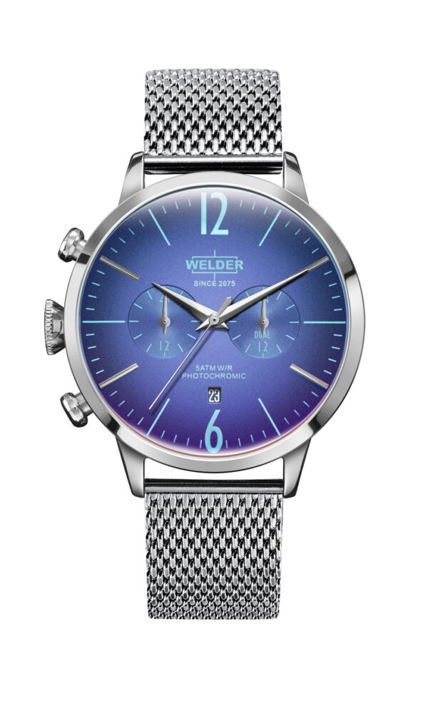 Ρολόι Welder Κόκκινο Ατσάλινο Quartz GMT με Καντράν Μπλέ και Μεταλικό Μπρασελέ