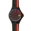 Ρολόι Ferrari Ανδρικό Μαύρο Quartz με Μαύρο Καντράν με Κόκκινες Ενδείξεις και Λουράκι Καουτσούκ Μαύρο με Ρίγες Κόκκινες και Κίτρινες