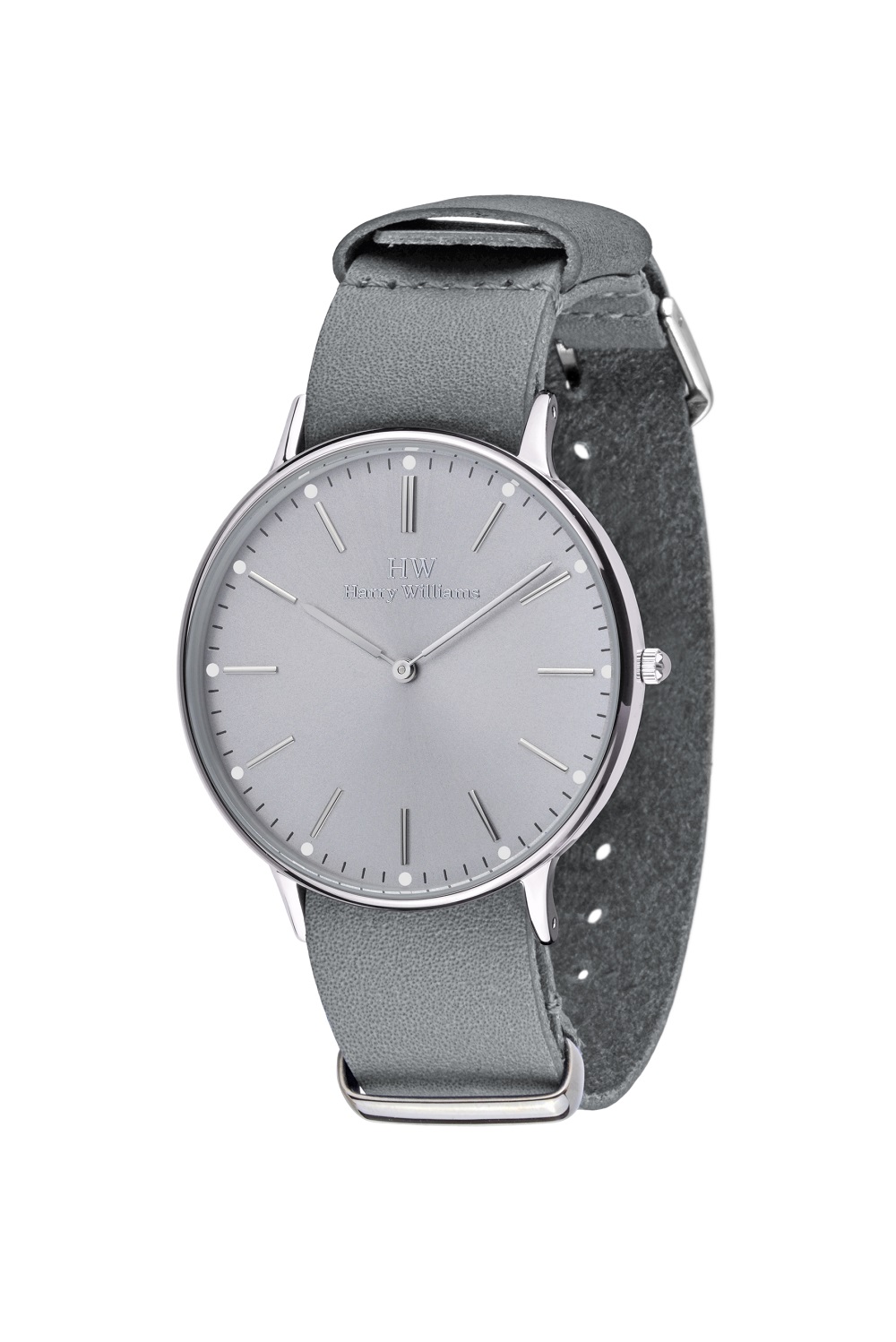 Ρολόι Harry Williams 41mm Ατσάλινο Μηχανισμός Quartz με Silver Καντράν και Λουράκι Δερματινο Γκρί