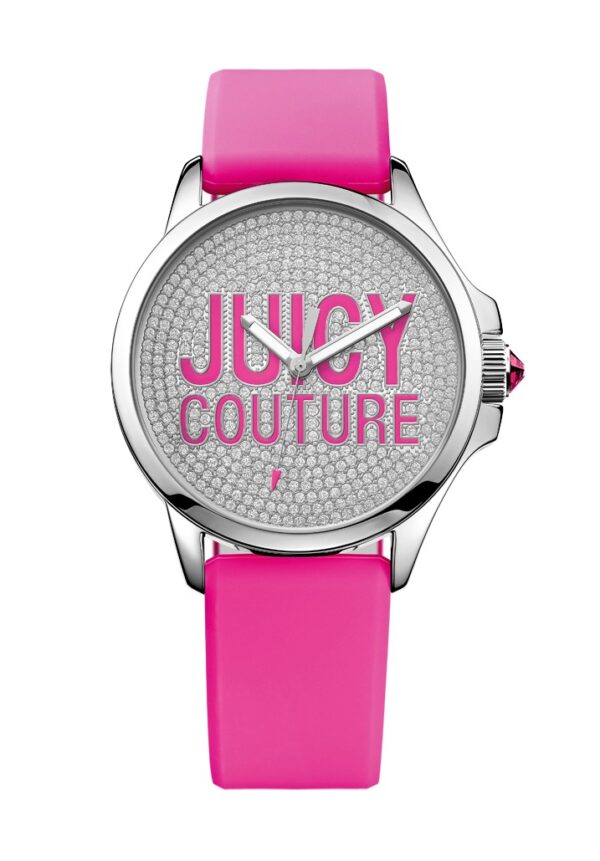 Ρολόι Juisy Couture Ατσάλινο Quartz Καντράν με Ζιρκόν και Ροζ Λουρί Καουτσούκ
